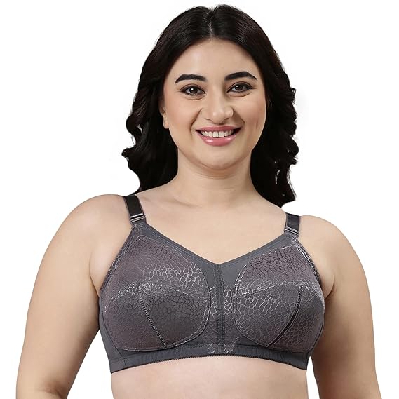 Enamor Women's Nylon Innovations Transform M-Frame Bra – Curve Support, Jiggle Control, Non-Padded, Wirefree, Full Coverage F096